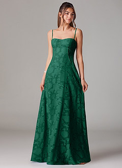 Azazie Valentine Bridesmaid Dresses Emerald A-Line Sweetheart Neckline Floral Burnout Dress image1