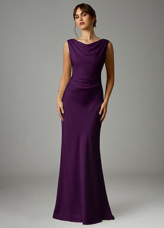 Azazie Kieryn Robes de demoiselle d'honneur Robe Sirène en Satin extensible Plissée Grain De Raisin image1