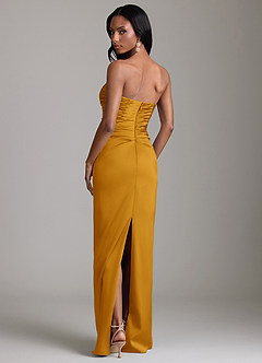 Azazie Sonora Suknie dla druhen Osłona Bez ramiączek Satyna elastyczna Do ziemi Sukienka image7