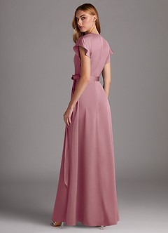 Azazie Nico Final Sale Vintage Mauve A-Line V-Neck Stretch Satin Dress image5