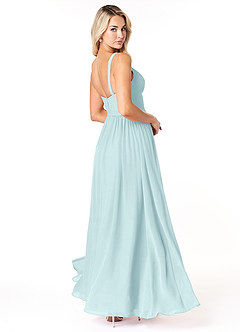 Azazie Chanel Bridesmaid Dresses Sea Glass A-Line Pleated Chiffon Dress image5