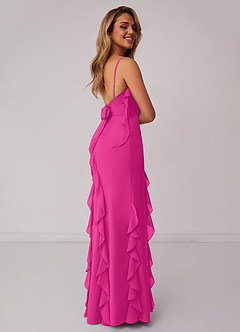 Barbie ♥ Azazie Bridesmaid Dresses Barbie Pink Sheath Bow Chiffon Dress image2