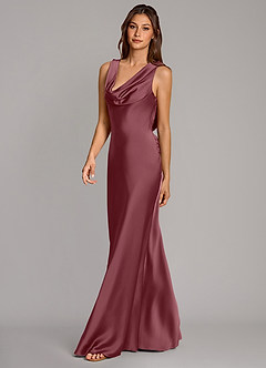 Azazie Cheryl Bridesmaid Dresses Desert Rose Mermaid Stretch Satin Dress image3