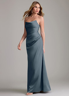 Azazie Lucille Bridesmaid Dresses Twilight Mermaid Strapless Stretch Satin Convertible Dress image3