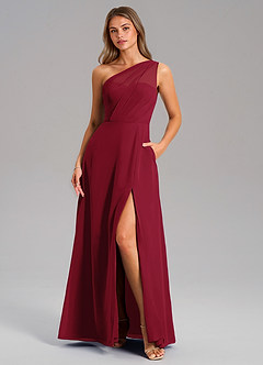 Azazie Phaedra Jurken voor bruidsmeisjes Jurk van Chiffon met A-Lijn One-Shoulder Bourgondië image11