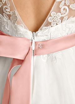 Azazie Lettie vestidos de niña de las flores Vestido de Marfil Rosetón de Encaje de Princesa image6