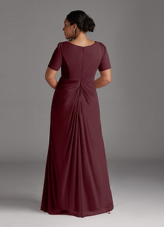 Azazie Bessie Mother of the Bride Dresses Cabernet A-Line Pleated Mesh Dress image8