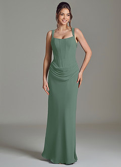 Azazie Niamh Bridesmaid Dresses Eucalyptus Mermaid Corset Chiffon Dress image5