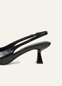 front Faux Leather Kitten Heel Slingback Pumps