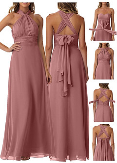 Azazie Fifi Vestidos de damas de honor Vestido de Rosa Del Desierto de Gasa de Corte En A Convertible con Sin tirantes image9