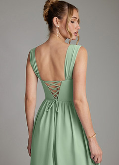 Azazie Caterina Bridesmaid Dresses Matcha A-Line Corset Chiffon Dress image2