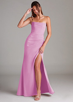 Azazie Leonis Bridesmaid Dresses Candy Pink Sheath Strapless Chiffon Convertible Dress image1