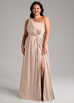 Azazie Brooke Bridesmaid Dresses English Rose A-Line One Shoulder Stretch Satin Dress image9