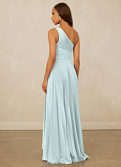 Christian Siriano Bridal for Azazie 1008 Robes de demoiselle d'honneur Robe Trapèze en Satin extensible Ue épaule Verre De Mer image2