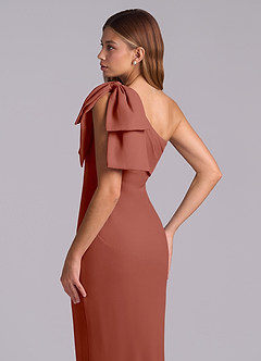 Azazie Yuanna Bridesmaid Dresses Auburn Mermaid One Shoulder Chiffon Dress image8