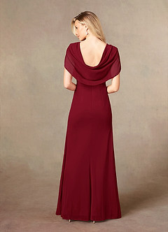 Azazie Luisa Mother of the Bride Dresses Burgundy Mermaid V-Neck Pleated Mesh Dress image2