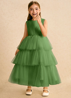 Azazie Marshmallow Flower Girl Dresses Basil Ball-Gown Bow Tulle Dress image5