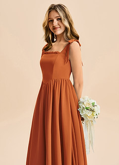 Azazie Delia Junior Abito A-Line in Chiffon Fiocco Cannella image7