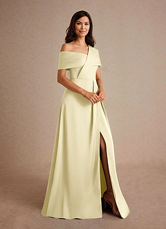 Azazie Milton 신부의 어머니 드레스 A라인 주름진 스트레치 새틴 플로어 길이 드레스 image6