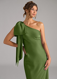 Azazie Capri Bridesmaid Dresses Juniper Mermaid One Shoulder Stretch Satin Dress image5