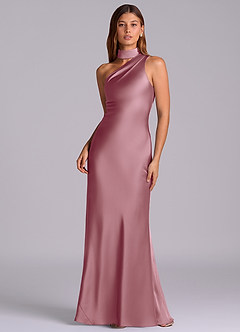 Azazie Seona Bridesmaid Dresses Vintage Mauve Mermaid One Shoulder Stretch Satin Dress image1