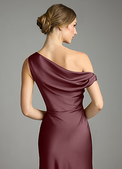 Azazie Emerson Bridesmaid Dresses Sangria Mermaid Off the Shoulder Stretch Satin Dress image7