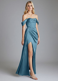Azazie Amyra Bridesmaid Dresses Bermuda Mermaid Off the Shoulder Stretch Satin Convertible Dress image5