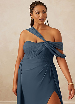 Christian Siriano Bridal for Azazie 1014 Robes de demoiselle d'honneur Robe Trapèze en Mousseline de soie Épaule décolletée Neptune image15