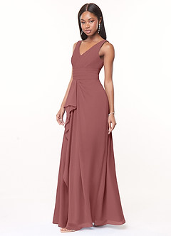 Azazie Julianna Bridesmaid Dresses Amethyst A-Line Chiffon Dress image3