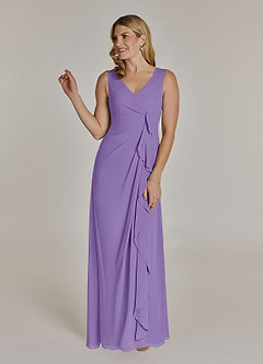 Azazie Manuella Mother of the Bride Dresses Tahiti A-Line V-Neck Pleated Chiffon Dress image4