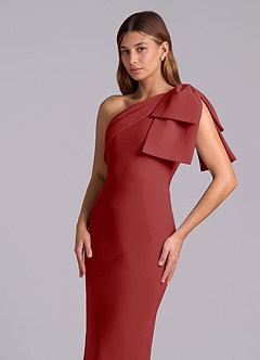 Azazie Yuanna Bridesmaid Dresses Rust Mermaid One Shoulder Chiffon Dress image7
