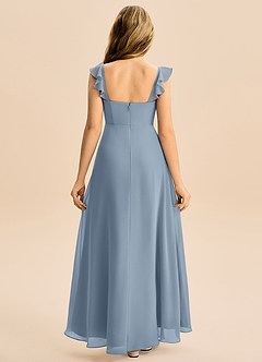 Azazie Mavie Junior Abito A-Line in Chiffon Increspato Blu Polveroso image2