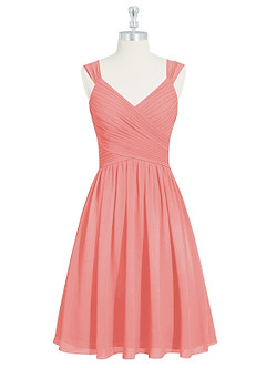 Azazie Angie Brautjungfernkleider A-Linie Korsett Chiffon Kleid Koralle image7