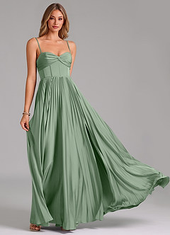Azazie Akiko Bridesmaid Dresses Matcha A-Line Sweetheart Neckline Stretch Satin Dress image5