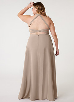 Azazie Clarice Bridesmaid Dresses Taupe A-Line Halter Chiffon Dress image9