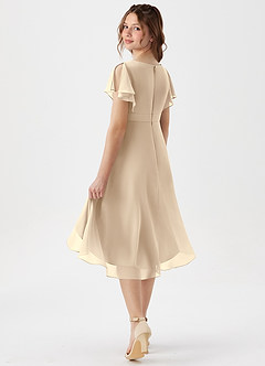 Azazie Graciela Junior Robe Trapèze en Mousseline de soie Plissée Champagne image6