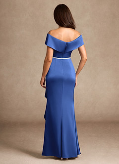 Azazie Dareia Mother of the Bride Dresses Royal Blue Mermaid Off the Shoulder Stretch Satin Dress image5