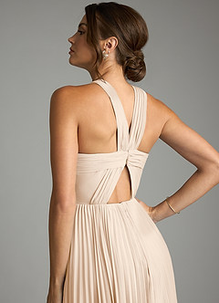 Azazie Afra Abiti da Damigella Abito A-Line in Chiffon Plissettato Alabastro Bianco image6