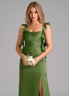Azazie Jessamine Bridesmaid Dresses Juniper A-Line Corset Stretch Satin Dress image7