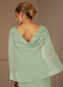 Azazie Carmela Mother of the Bride Dresses Dusty Sage Sheath Lace Chiffon Dress image11