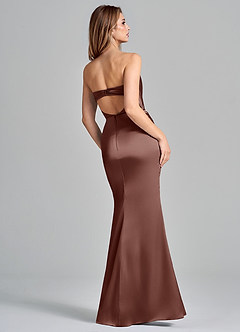 Azazie Olea 신부 들러리 드레스 인어 스트랩리스 스트레치 새틴 바닥 길이 드레스 image5