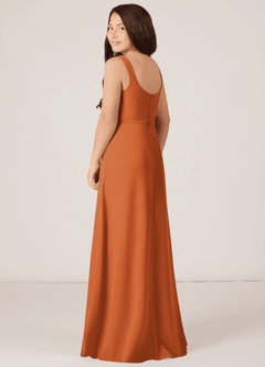 Azazie Renee Junior Cinnamon A-Line Side Slit Chiffon Dress image4