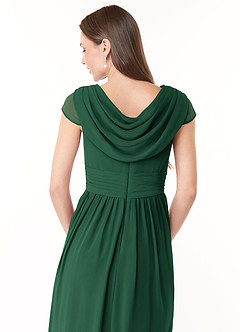 Azazie Organa Vestidos de damas de honor Vestido de Verde Oscuro de Gasa de Corte en A con Plisado image6