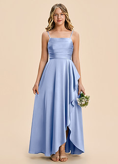 Azazie Naveah Junior Ice A-Line Ruched Stretch Satin Dress image1
