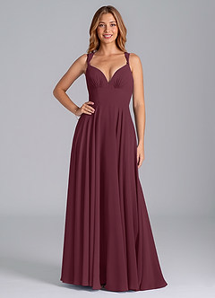 Azazie Darana Final Sale Cabernet A-Line Corset Chiffon Dress image1