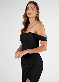 Azazie Kit Vestidos de damas de honor Vestido de Negro de Malla de Corte Sirena con Vestidos sin tirantes image5