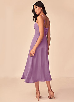 Azazie Dottie Bridesmaid Dresses Wisteria A-Line Stretch Satin Dress image5