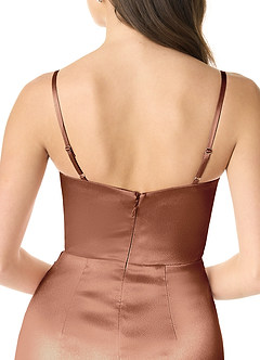 Azazie Sukia Bridesmaid Dresses Bronzer Mermaid Pleated Metallic Satin Dress image5