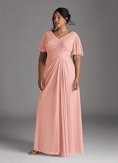 Azazie Emmeline Mother of the Bride Dresses Rosette A-Line V-Neck Pleated Mesh Dress image6