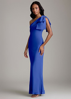 Azazie Yuanna Bridesmaid Dresses Royal Blue Mermaid One Shoulder Chiffon Dress image5
